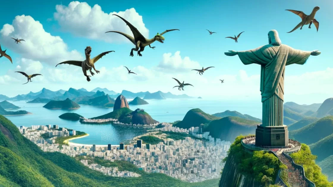 Jurassic RJ: ChatGPT cria imagens de dinossauros invadindo o Rio de Janeiro