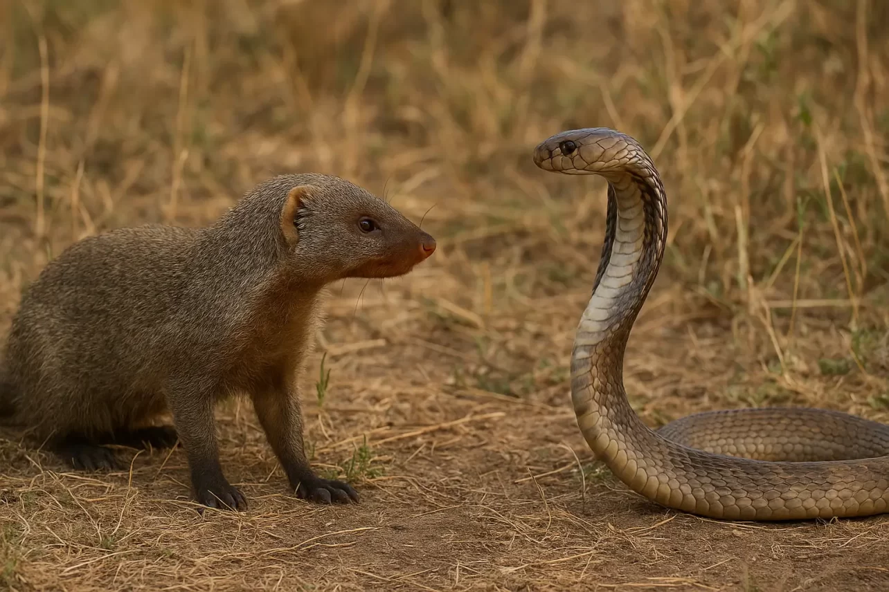 Mangusto frente a frente com a cobra